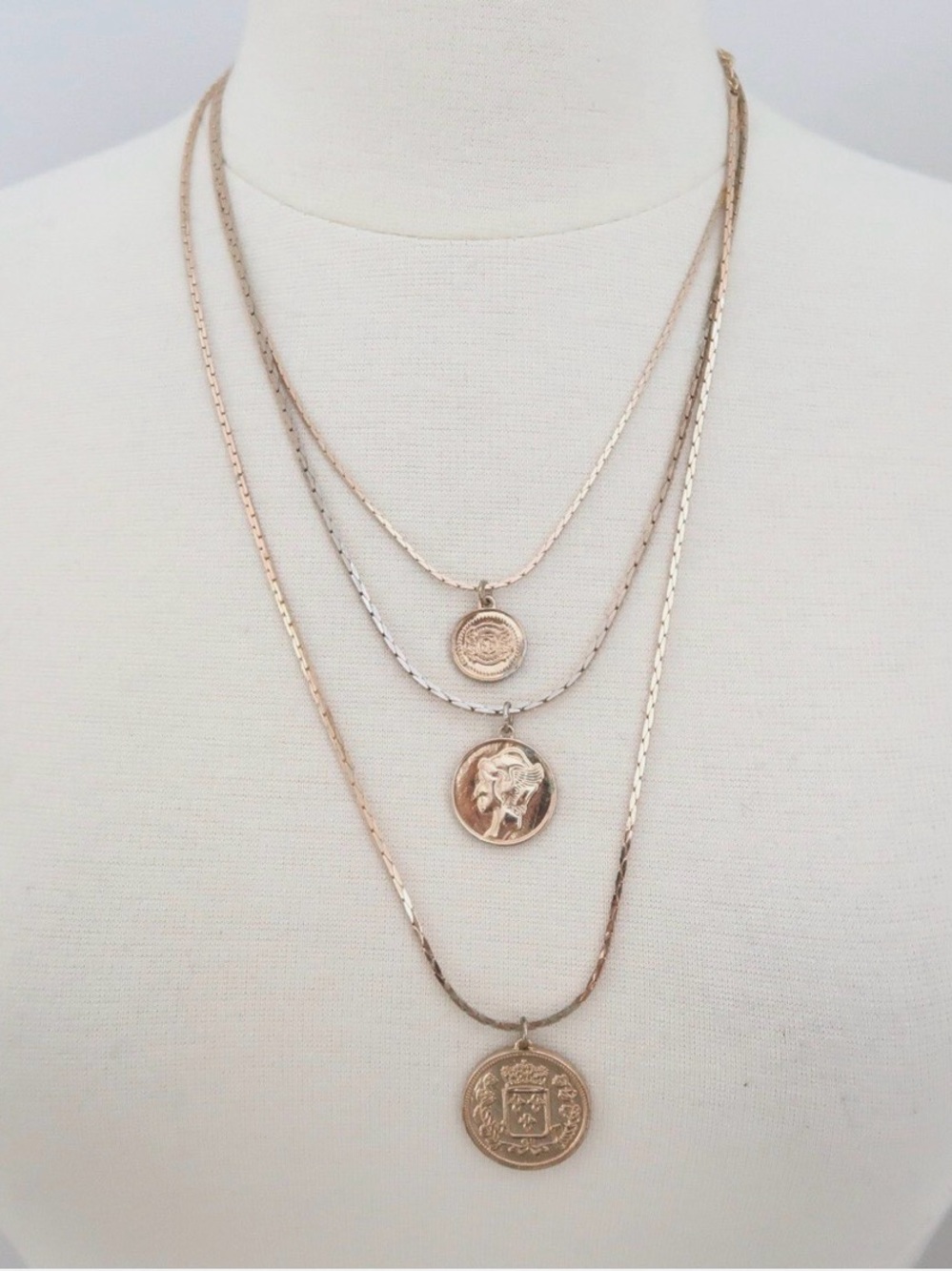 Aldo Gold-Tone Layered Coin Pendant Necklace